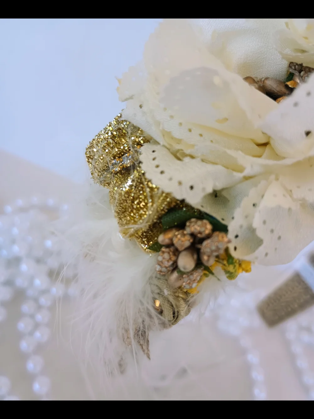 Handmade Vintage Floral Headband Ivory & Teal Romantic Boho Hair Accessory.